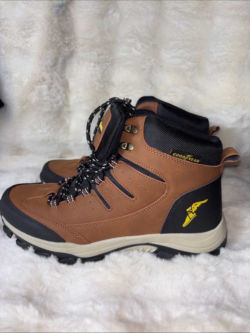 Men’s Tan Hiking Boots with Black Accents